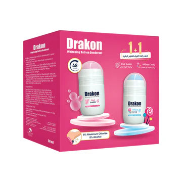 Drakon Whitening Lolli Pop Candy Deodorant Roll On 50 Ml +Drakon Whitening Pink Bubble Deodorant Roll On 50 Ml