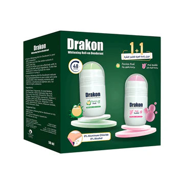 Drakon Whitening Roll-On Deodorant Pink Bubble + Passion Peak (1+1)- 50 ml+50ml